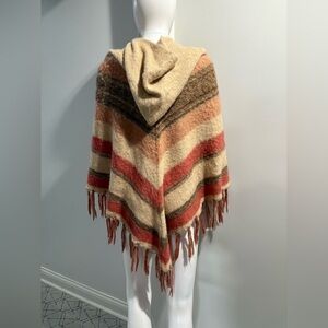 Free People 💯 Acrylic Striped Hooded Poncho with Fringe- Look at these colors ❤️
